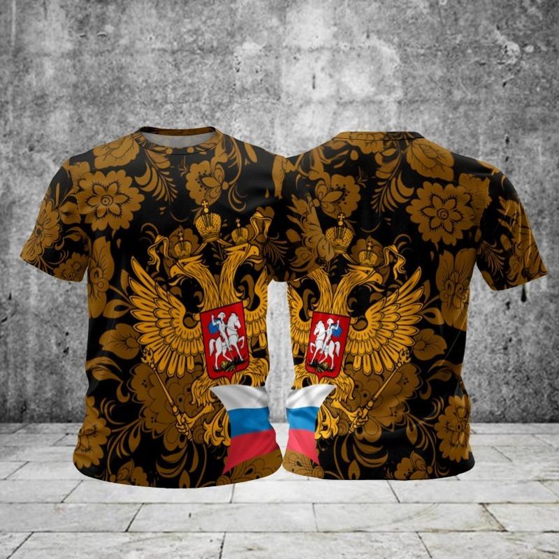 Russia Flag Map Pattern T Shirt For Printed T-Shirts Summer Casual Round Neck Tees Loose Short Sleeve Top