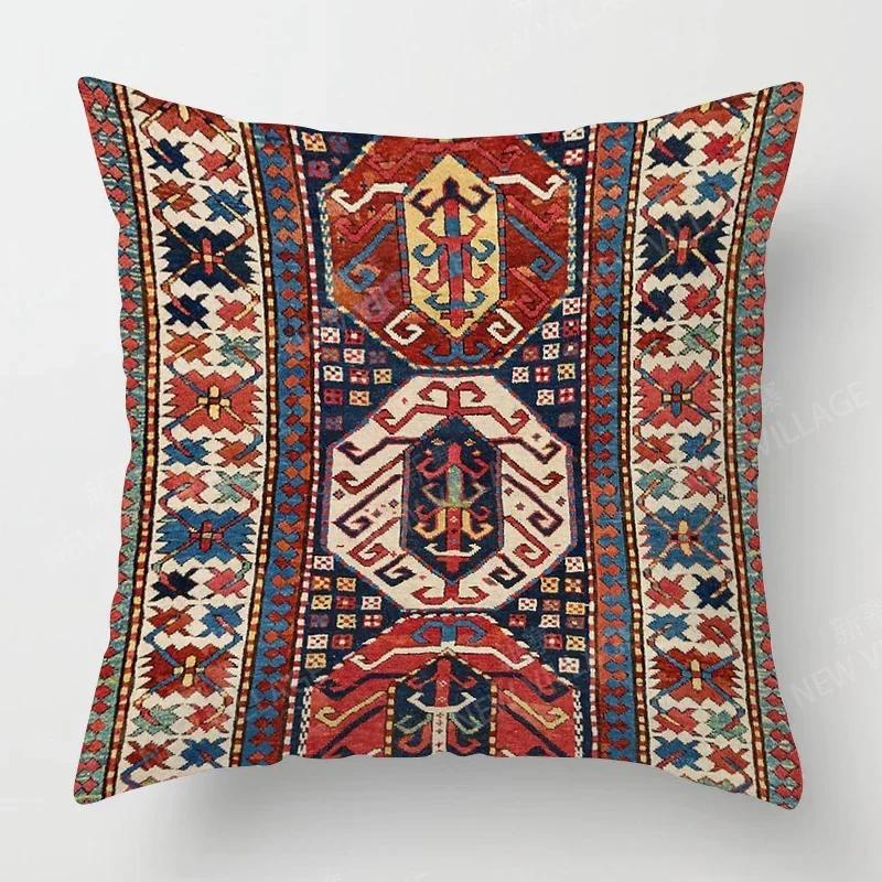 Home Decor Colorful Ethnic Pattern Digital Print Pillow Covers Pattern Cushion Cover Suitable for Sofa Bedroom Car Pillow Cover