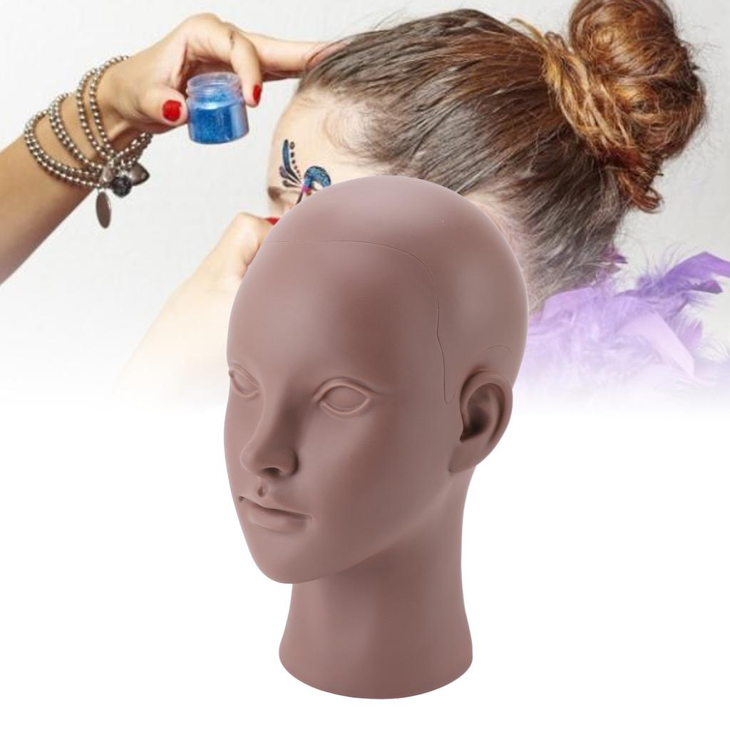 Female Bald  Mannequin PVC Soft Rubber Human Skin Texture Makeup Practice Mannequin  for Wig