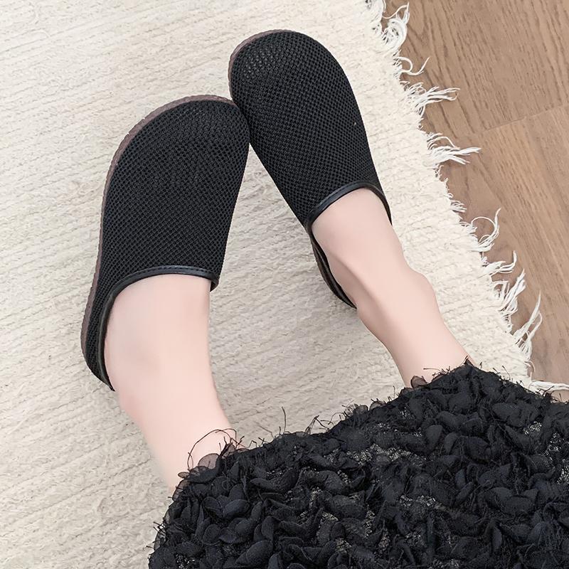 New Women's Summer Baotou Flat Sole Mesh Slippers Rubber Sole Breathable Comfortable Home Slipper Office Slipper Outdoor Slipper