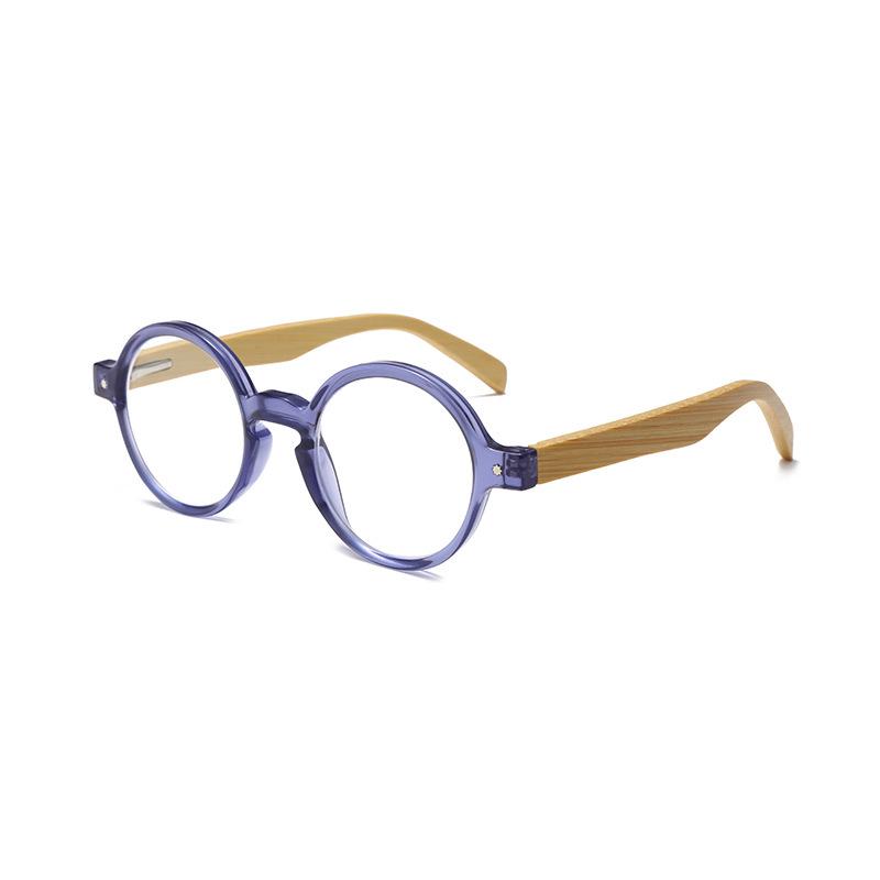 New Retro Bamboo Round Reading Glasses with Smart Zoom & Spring Temple in Hong Kong Style