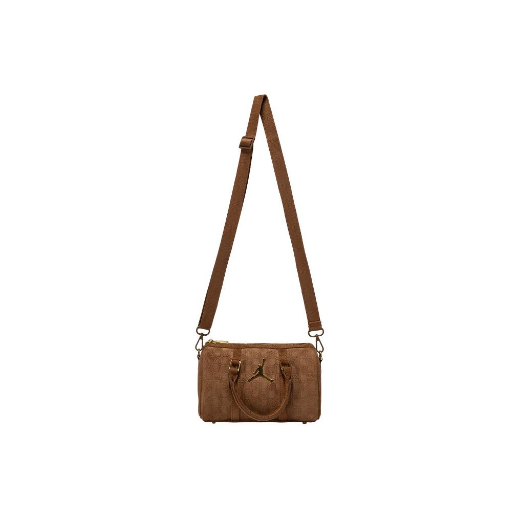 Jordan Monogramm Serie Schachbrett Kunstwildleder Eimer Boston Tasche Unisex Taschen Hellbraun JD2533091AD-001