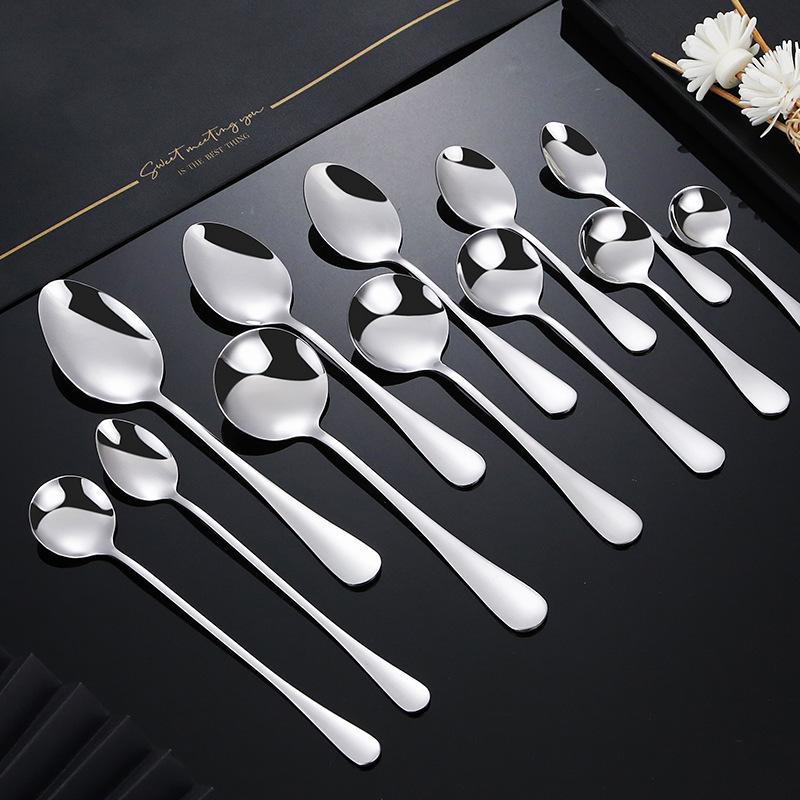 1010 Stainless Steel Dessert Spoon - Thick, Round, Mirror-Finish 304 Stainless Steel Tableware