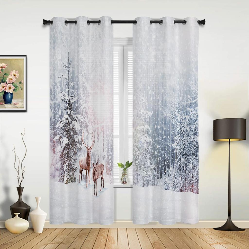 Weihnachten Schnee Schneeflocken Blätter Tannenzapfen Dekoration Vorhänge für Kinderzimmer Wohnzimmer Vorhänge Küchenfenstervorhang
