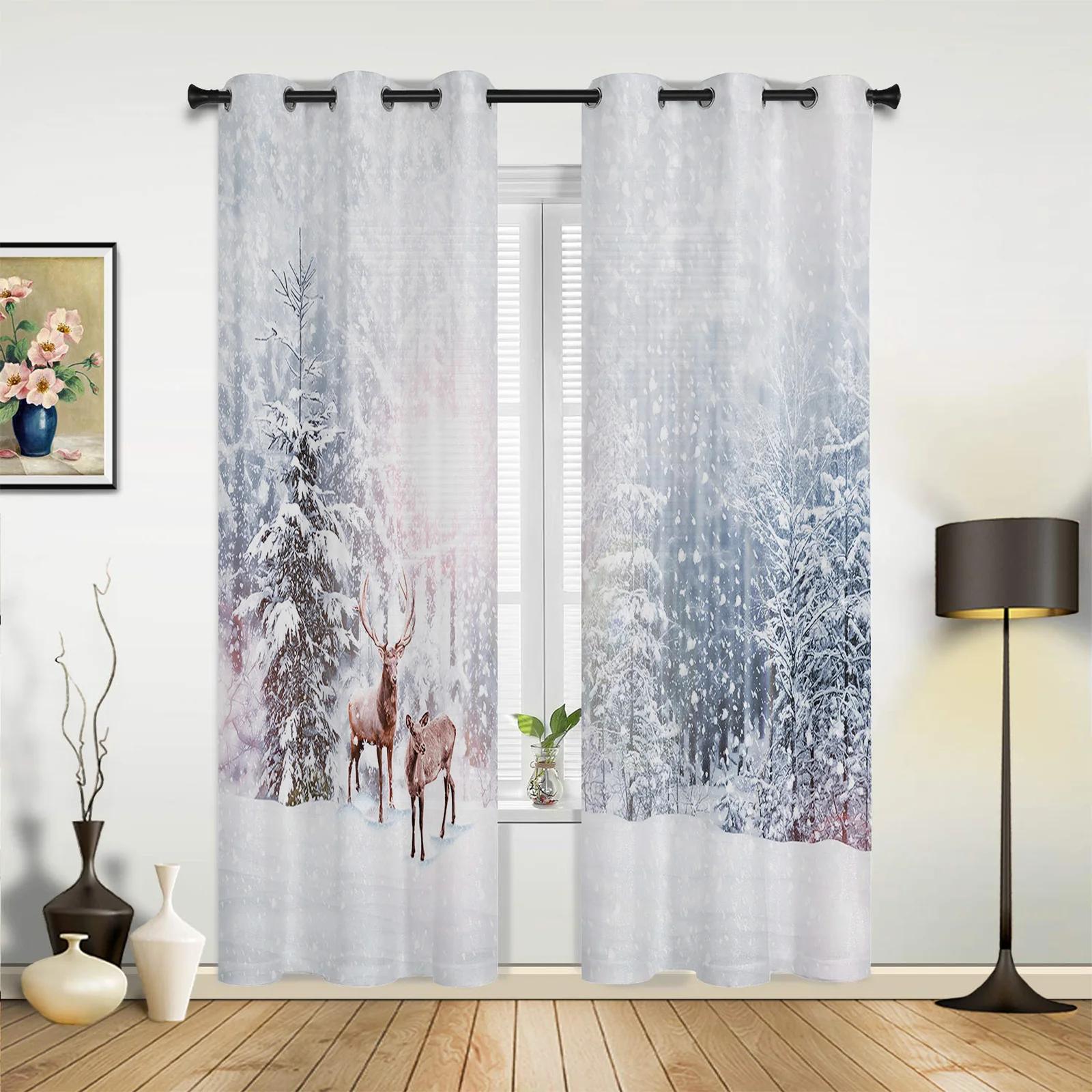 

Зимний снежный горный пейзаж, утренний пейзаж, шторы для дома, спальни, гостиной, кухни, детской, оконные шторы, домашний декор 135W x 60H(cm) x1
