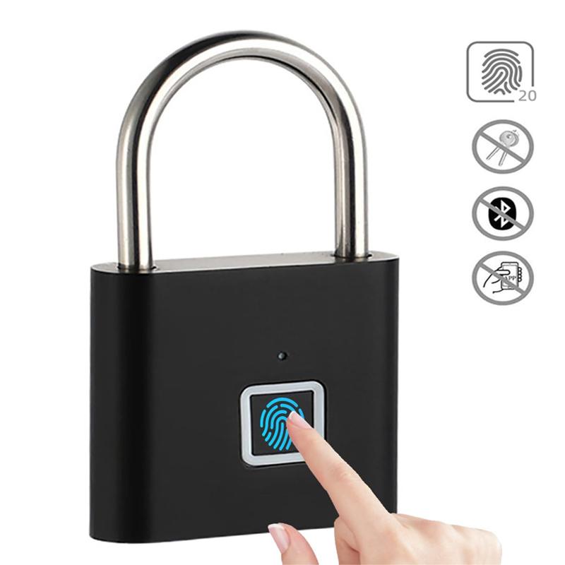 Keyless Smart Fingerprint Padlock USB Charging Fingerprint Lock Waterproof Door Lock 0.2sec Unlock Security Padlock for House