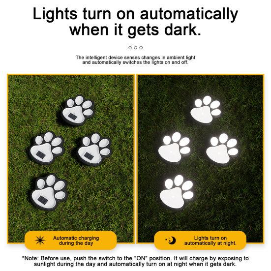 Yousheng Dog Paw Solar Light, Cute Paw Garden Pathway Light, Waterproof Solar Outdoor In-Ground Light for Pet Lovers Patio Lawn