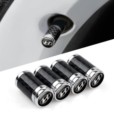Car Metal Carbon Fiber Wheel Tires Valve Caps Tyre Cover For Hyundai I20 I30 I40 Azera Sonata N Line Santafe Accent Solaris GDI CC4