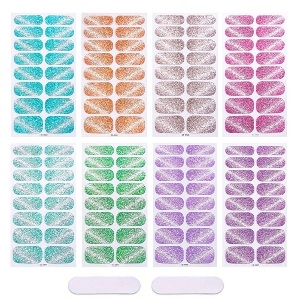 

8 Sheets Gel Based Nail Polish Gel Film 16 Finger Set Nail Polish Sticker Nail Art Style 2