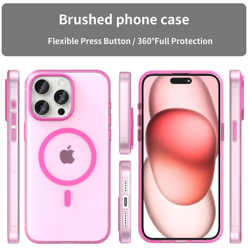 Magnetic Phone Case For iPhone 15 Pro Max Matte Magnetic Protective Cover