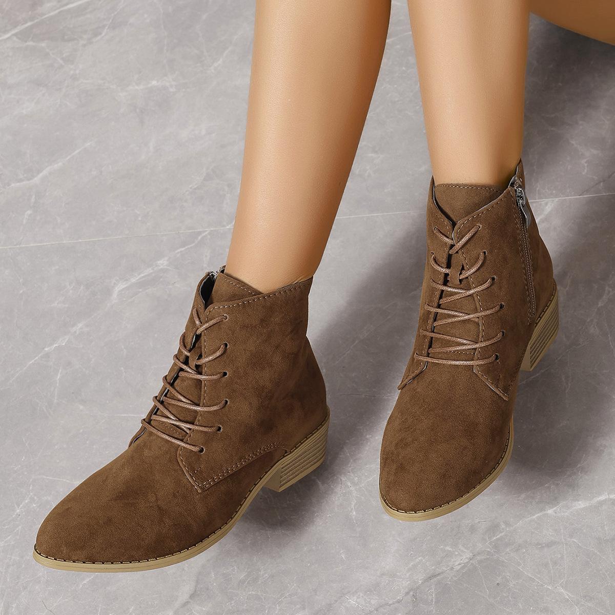 

Pointed Martin Boots Women s 2024 Season New Solid Color Square Heel Side Zipper Short Women s Boots Frosted Chelsea Boots 42 світло-коричневого кольору