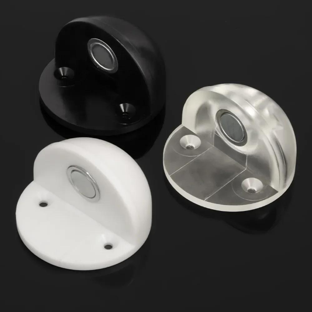Magnetic Silicone Door Stops Hidden Stainless Steel Semicircle Door Stops Catch Floor Mounted Nail-free Doorstop Hardware Tool