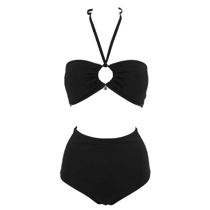 Swimsuit Women 1011 New Sexy Internet Celebrity Split Babes Bikini Neck Tube Top High Waist Hot Spring Swimsuit