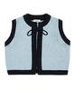 VLETI Ribbon Cotton Knit Sleeveless Vest (Sky Blue)