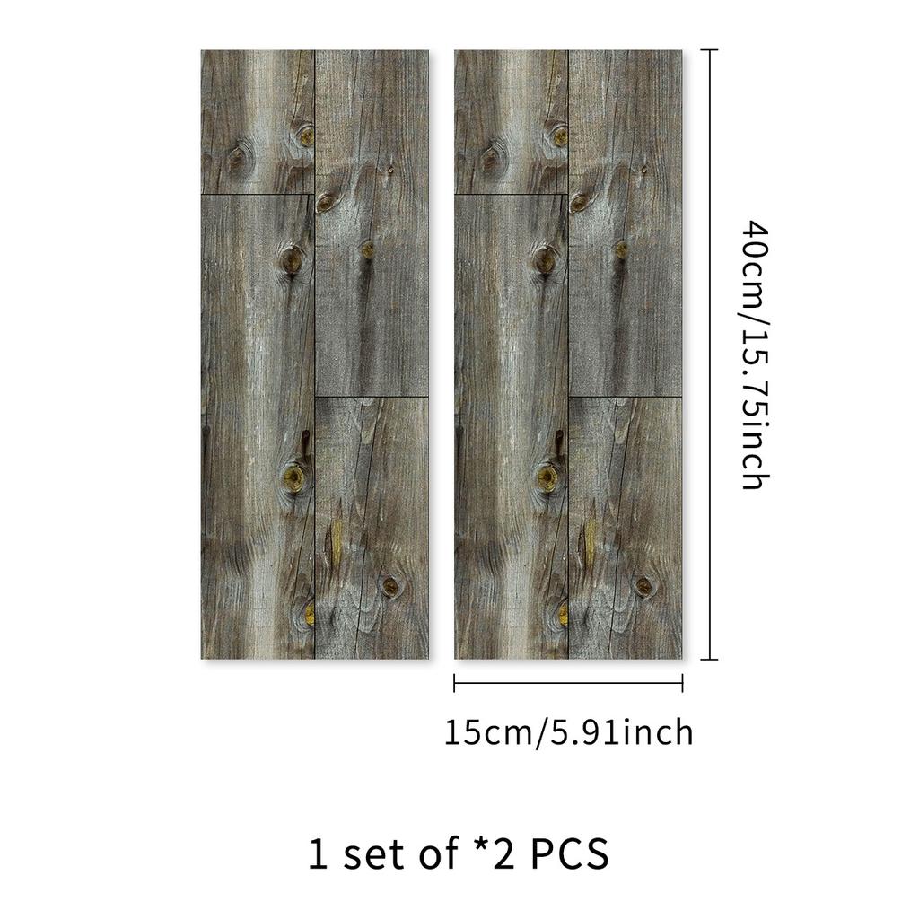 2Pcs 40X15cm PVC Wood Grain Wall Self-Adhesive Sticker Waterproof Living Room Bedroom Wall Decoration Floor Stickers