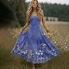 Women’s V Neck Sleeveless Maxi Dress with Adjustable Spaghetti Straps and Floral Print for Summer Beach Wear