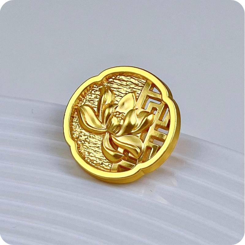 

10pcs Metal Button Clothing Bag DIY Craft High-Grade Hollow Out Decorative Engrave Lotus Chinese Style Buttons Accessories 15MM