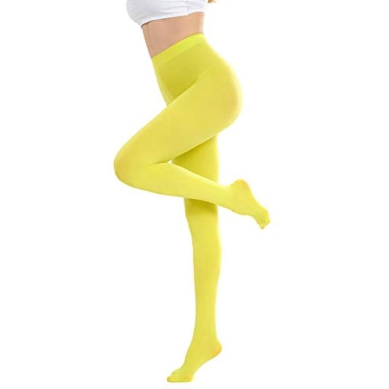 Run Resistant Solid Colored Semi Opaque Footed Tights High Waist Pantyhose Control Top Tights Halloween Cosplay Costume