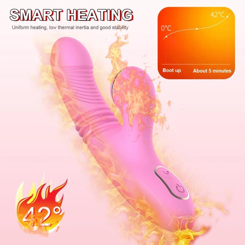 Powerful Telescopic Rabbit Vibrator with Sucking Heating G-Spot Stimulate  Famale Erotic Gadgets Vibration Massagers In Girls