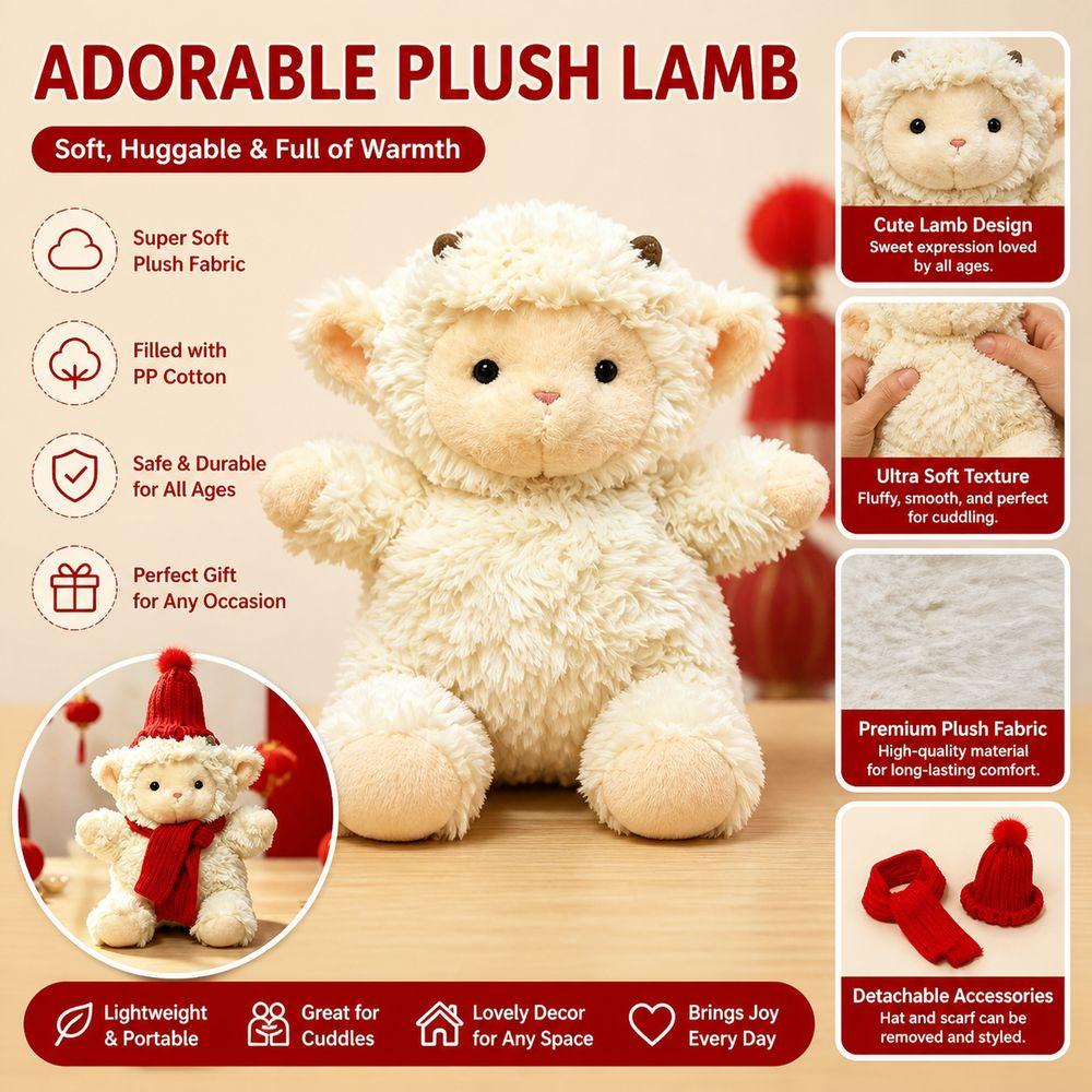 Soft Plush Sheep Plush Toy Fluffy Texture Cartoon Sheep Doll Holiday Decoration
