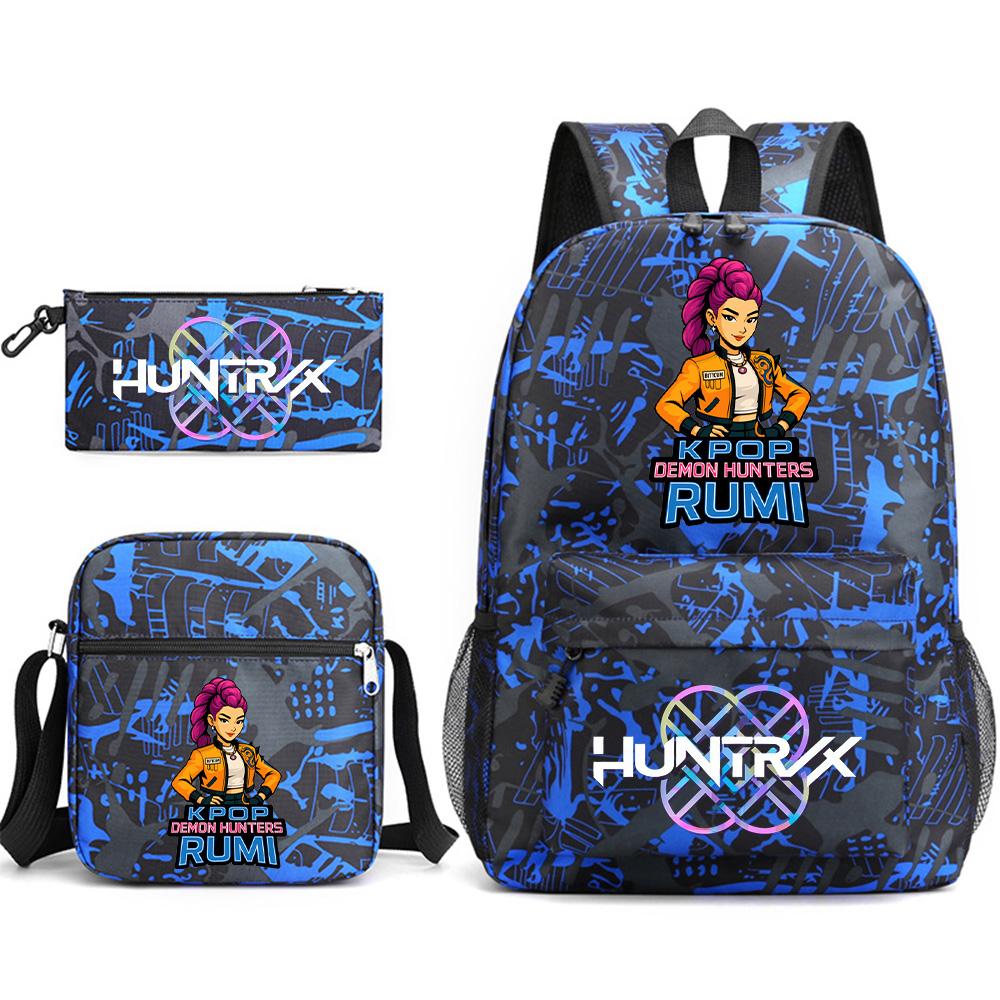 

3Pcs/set Anime Printed KPOP Backpack with Shoulder Bag Pencil Case for Teenager Student Boy Girl School Bag Large Capacity Waterproof Bookbag Kid Gift