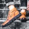 Autumn and Winter Large Size High-top Leather Shoes Men's Soft Leather Soft-soled British Martin Boots Men's Casual Korean Version of Trendy Versatile