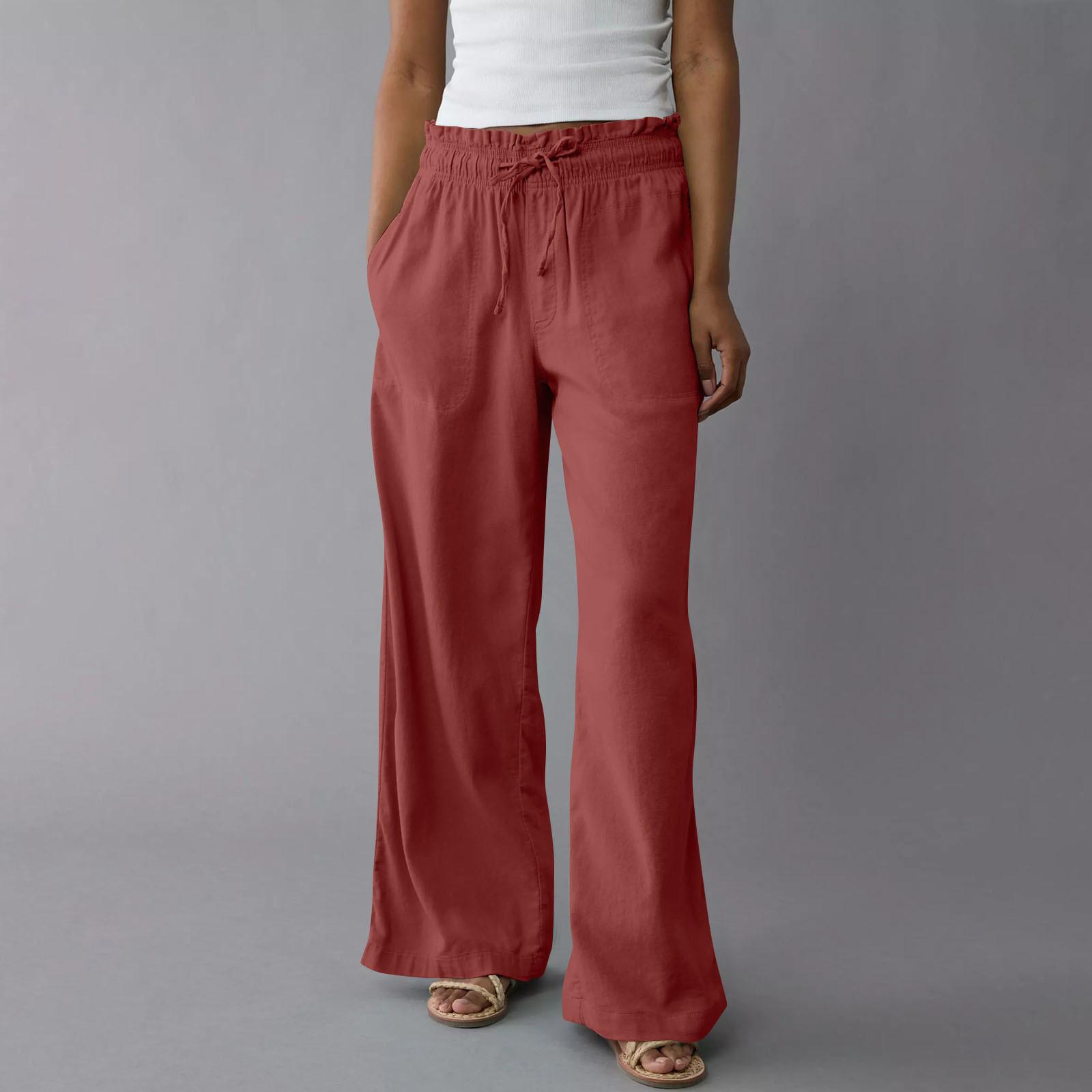 

Женские спортивные брюки для фитнеса, повседневные свободные эластичные спортивные брюки, прямые широкие брюки, повседневные брюки, брюки для йоги XL винный