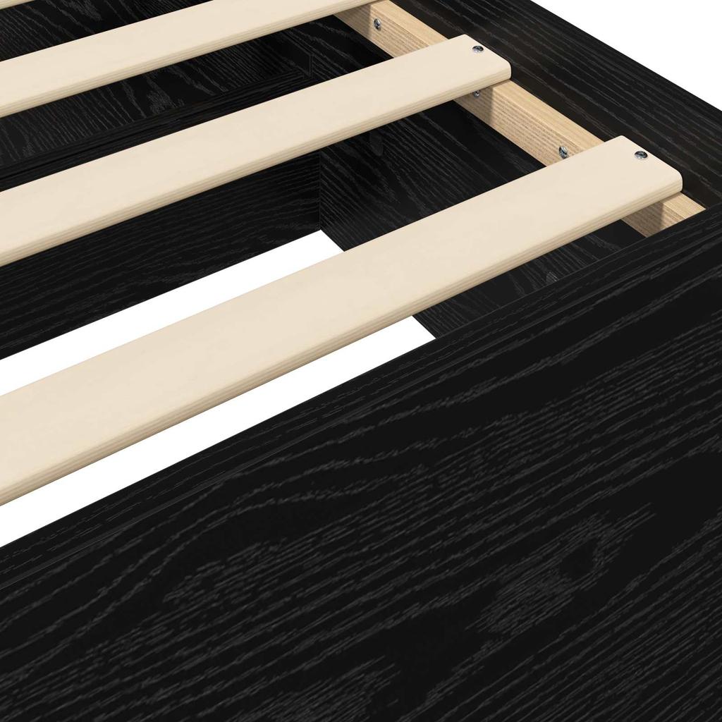 Bed Frame with Storage Black Oak 80 X 200 Cm
