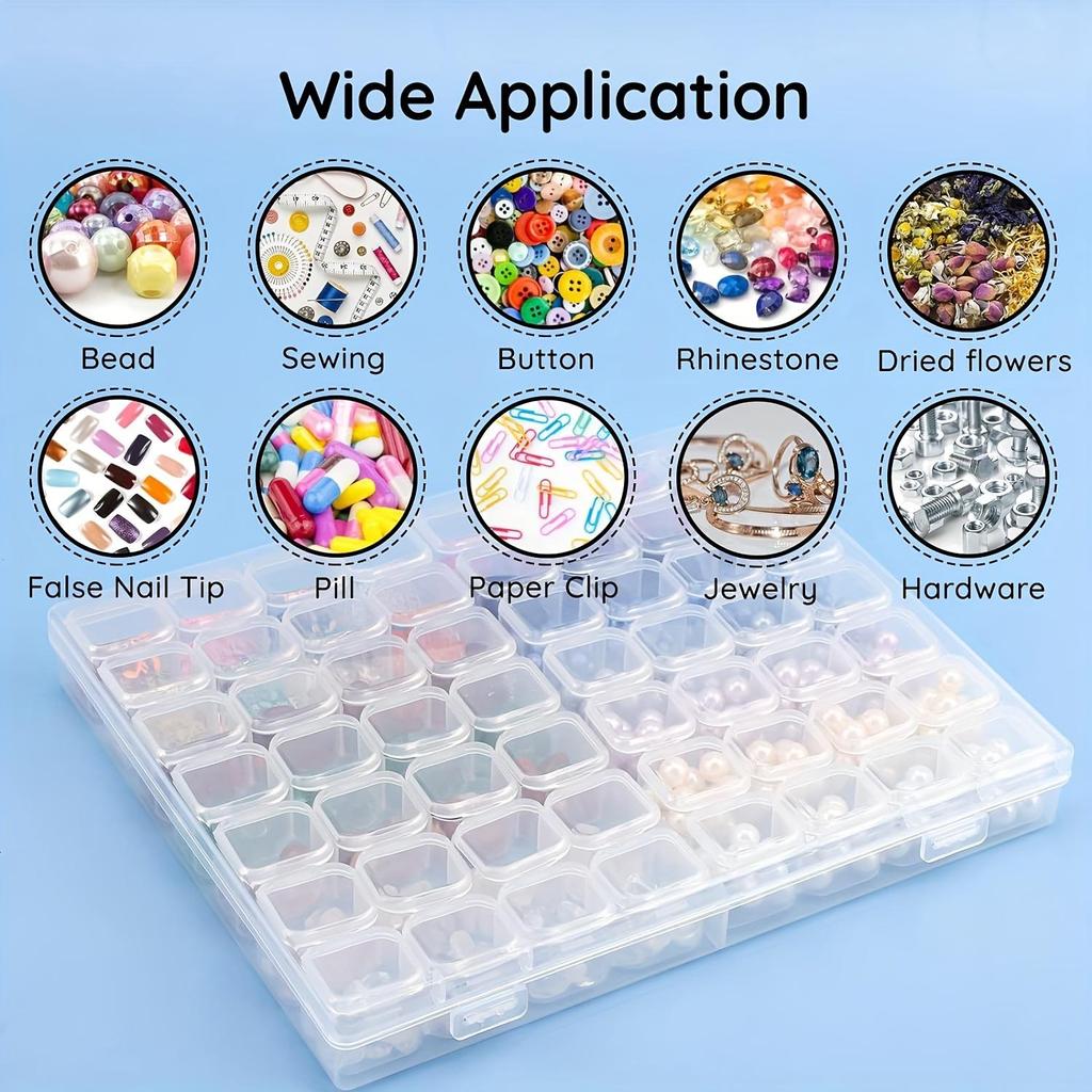 1pc Clear Painting Storage Box - 56 Grids for Nail Art, Jewelry, and Accessories - Organize and Display Your Nail Art Supplies