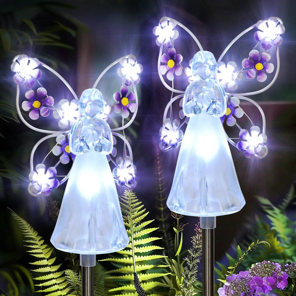 Solar Garden Light Angel Solar Landscape Decorative Light Outdoor Waterproof Solar Pathway Lights Lawn Yard Sympathy Gift