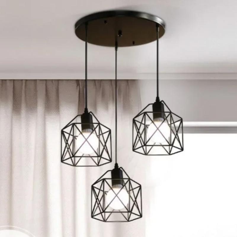 Industrial Pendant Light Led Modern Hanging Lamp for Ceiling Light Fixture Metal Cage Pendant Lighting Island Dining Room