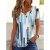 Summer New Women's T-shirt 3D Denim Plaid Print V-neck Short Sleeve Shirt Fashion Women's T-shirt Clothing Y2k Women's T-shirt