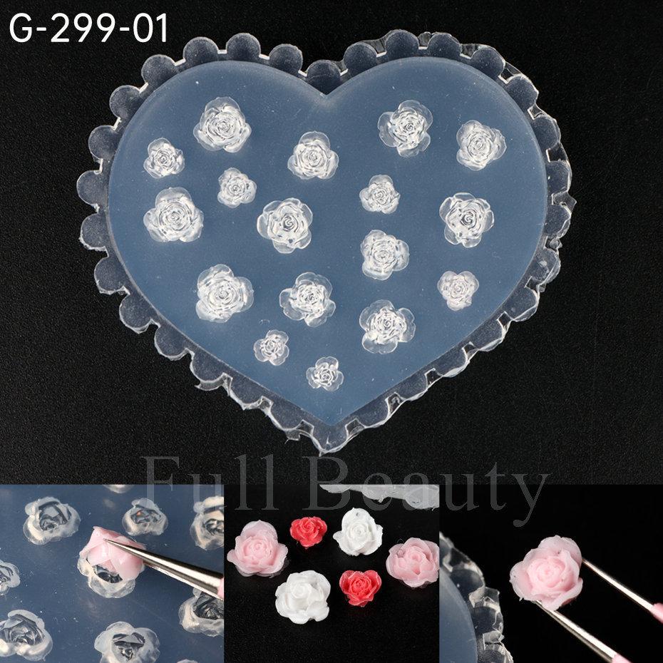 Nail Art Silicone Mold, Mushroom Tulip Peach Blossom Flower Leaf Mango Three-Dimensional Engraving Mold