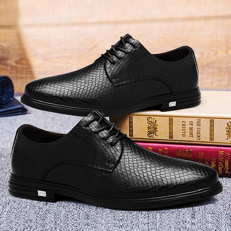 New Genuine Leather Men Dress Shoes Lace Up Italian Mens Casual Shoes Luxury Brand Oxfords Shoes High Quality Man Business Shoes