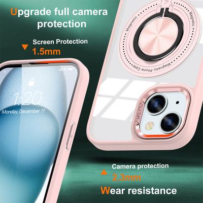 For iPhone 13/14 Case Compatible with MagSafe PC+TPU Kickstand Clear Phone Cover