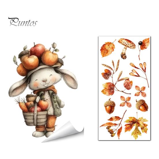 Removable Fall Window Stickers for Home Autumn Static Sticker with Cute Animals & Maple Leaves, Harvest Seasonal Glass Living Room Festival