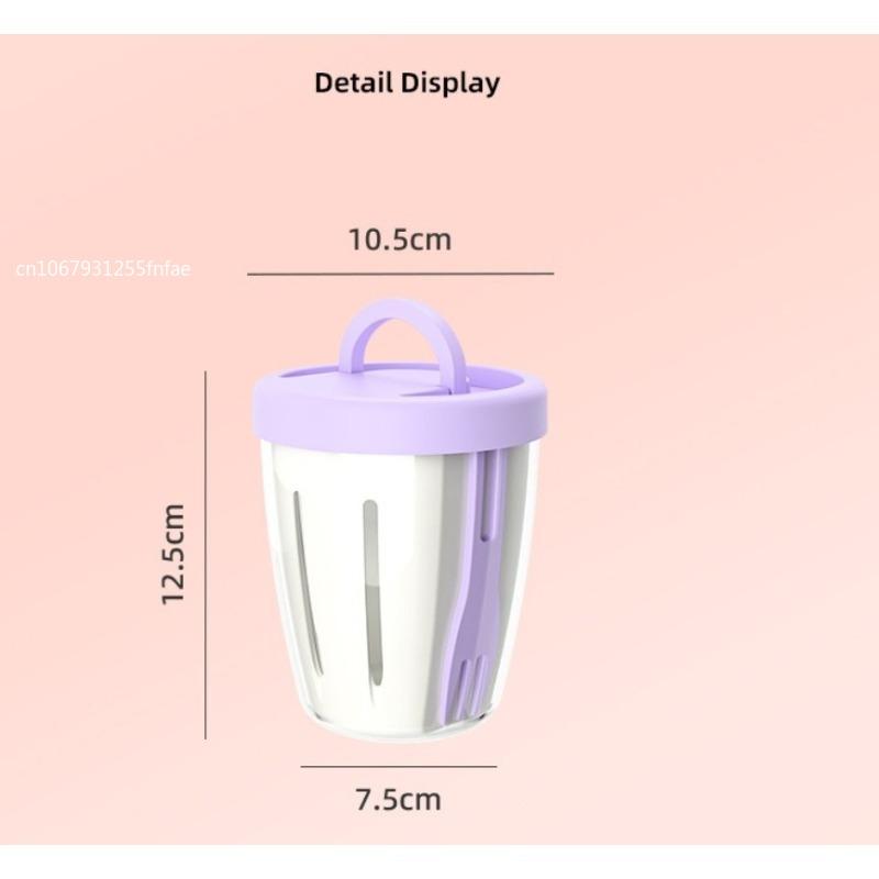 Portable Salad Cup Kids Breakfast Salad Bowl with Fork School Lunch Box Food Storage Bento Box Yogurt Oatmeal Cereal Milk Cup
