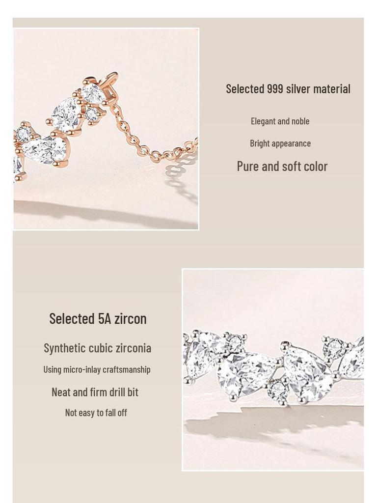 "Wisteria" 999 Pure Silver Necklace: High-End Smile Pendant for Women - Luxury Collarbone Gift Set