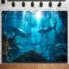 Shark Themed Underwater World Photography Background Cloth  Suitable for Home and Party Decoration