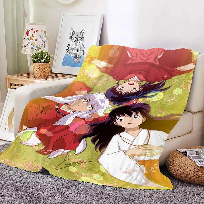 Digital Print Anime Fleece Blanket Sofa A-Inuyasha Microfiber Bedding Warm Winter Bed Camping Nap Fluffy Soft Blankets King Size