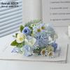 Single Stem Silk Rose Bouquet with Plastic Handle for Wedding Decoration