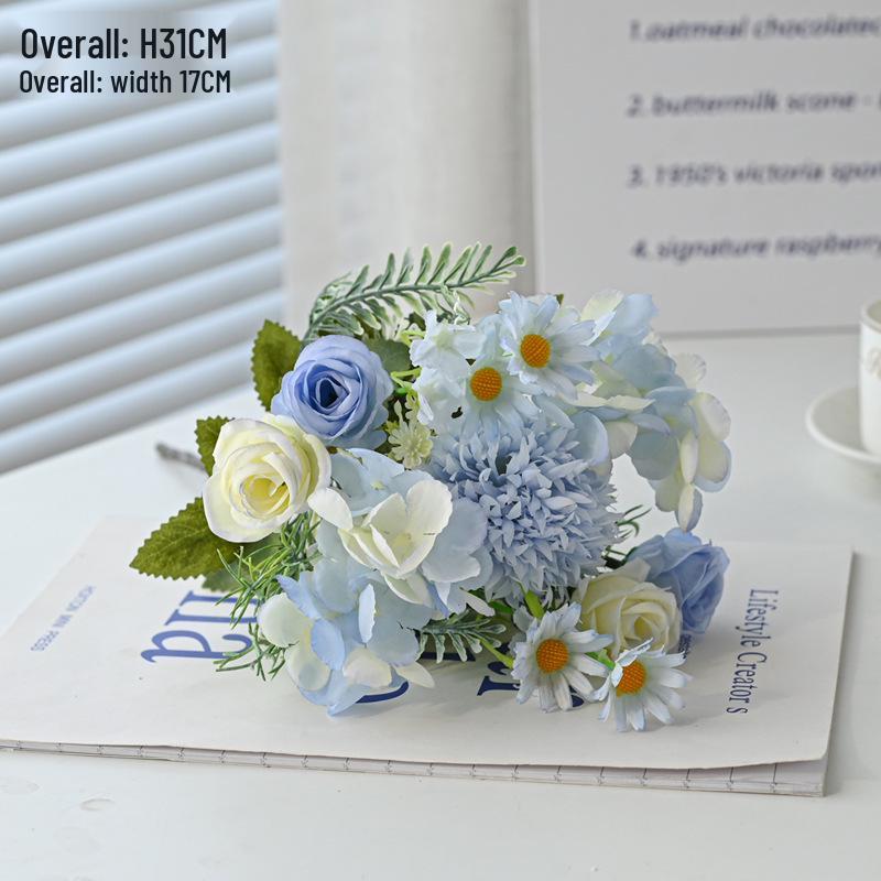 Single Stem Silk Rose Bouquet with Plastic Handle for Wedding Decoration