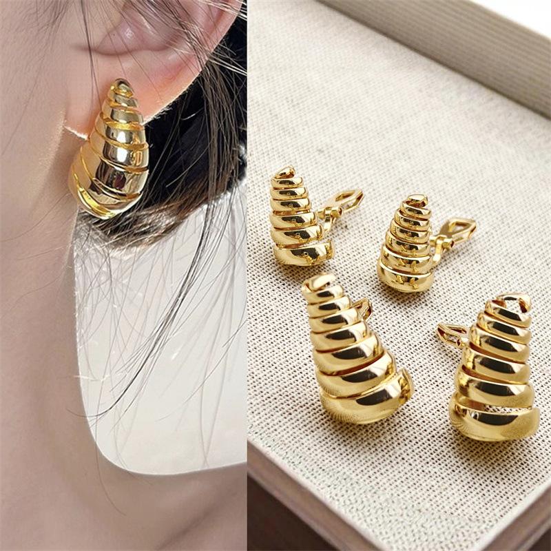 Sweet Cool Simple Water Drop Spiral Ear Clips Fashionable Earrings Without Ear Piercings