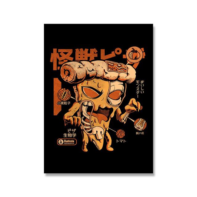 Japanese Food Monster Abstract Canvas Painting Wall Art Pictures Poster and Print for Living Kitchen Restaurant Home Decoration No Frame