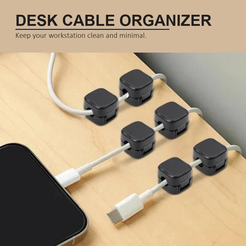 Magnetic Cable Organizer Clips Self Adhesive Wire Holder Under Desk Cable Management for Home Office Desktop Cord Keeper 12PCS