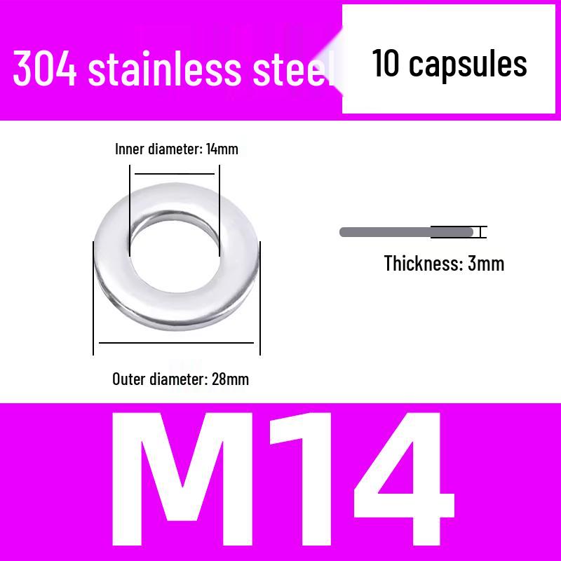 304 Stainless Steel Flat Washer for M1.6-M45 Screws