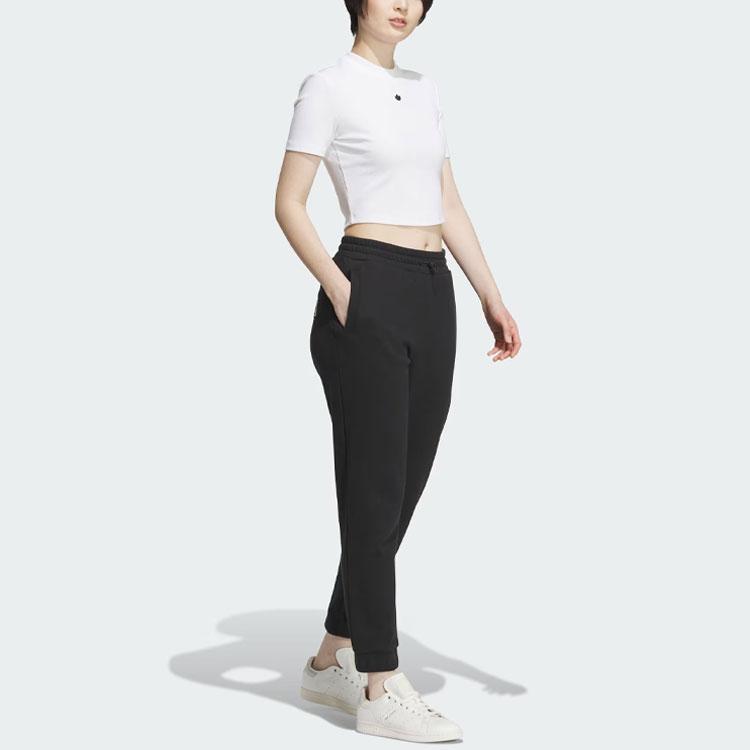 Adidas Originals Elastic Waist Cuffed Knit Sweatpants Women Bottoms Black IN0975