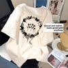 Summer Loose Oversize Women's T-irt Cotton Pure Long ort Sve round Ne Print Korean Sle Casual Comfortable Top