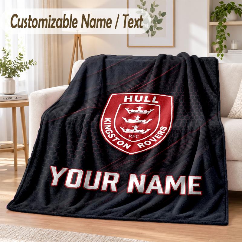 Custom Text Flannel Blanket Hull KR Print Warm Cozy Blanket Home Sofa Bedding