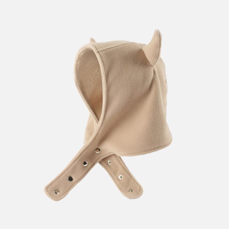 Solid Color Ear Protects Hat Fleece Hat Funny Ox Horn Shape Hat Warm Fuzzy Winter Fleece Hat Birthday Gifts for Adult